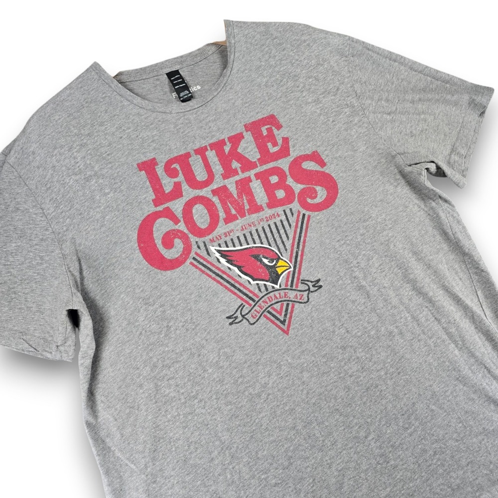 Fanatics Luke Combs Arizona Cardinals Glendale AZ T Shirt Mens 2XL Gray Cotton
